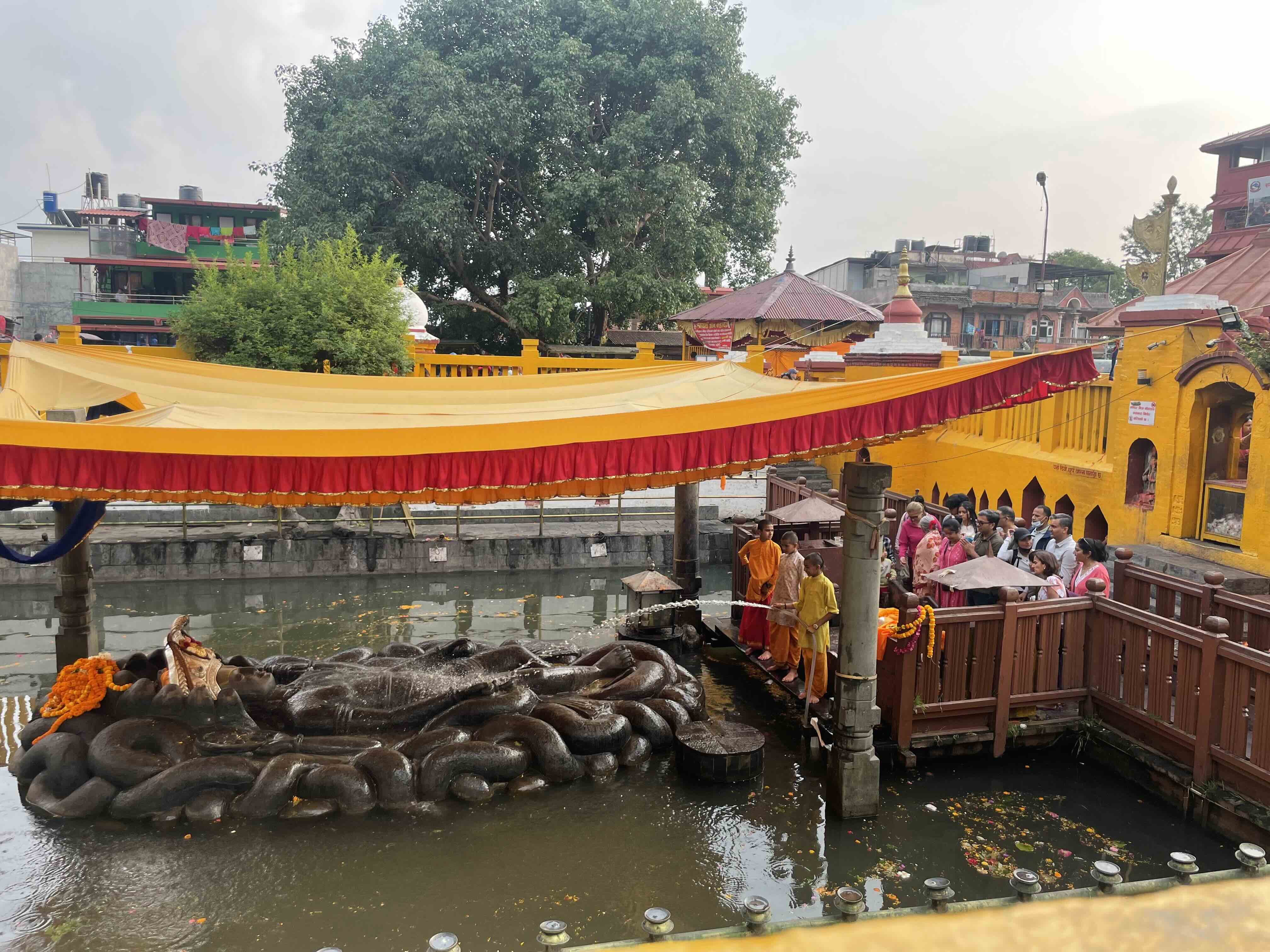 The Sleeping Vishnu — serenity carved in stone at Budhanilkantha Temple